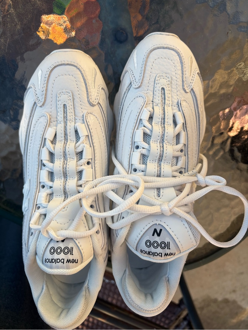 New Balance White Leather Mesh Dad Sneaker - Picture 5 of 7
